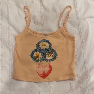 Boys Lie orange  Floral Heart Crop Top